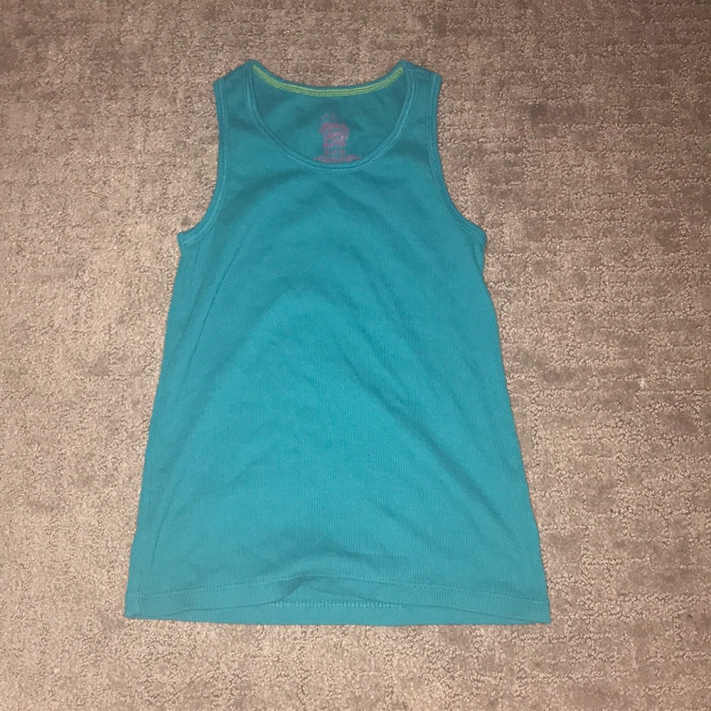 Bright teal tank top